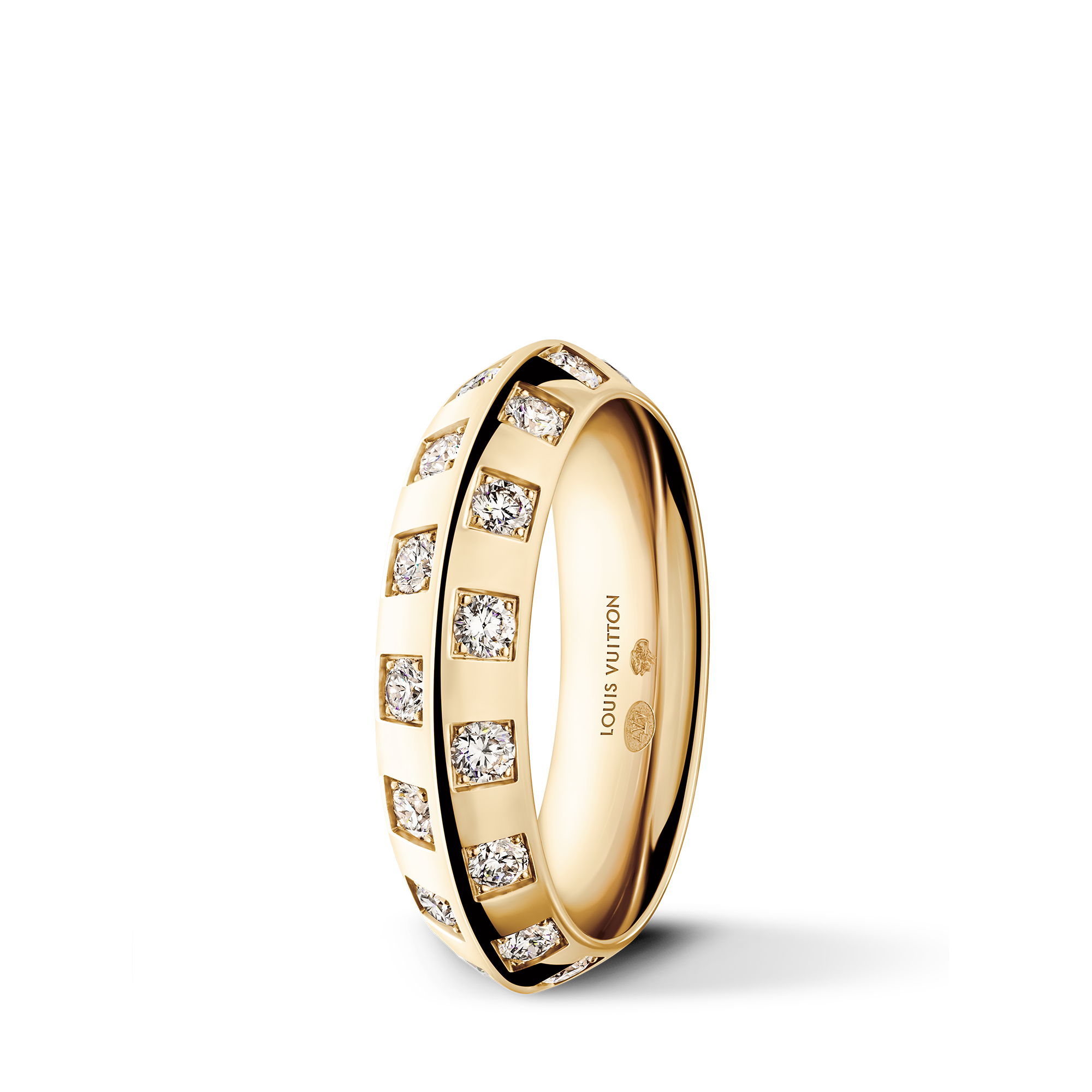Le Damier de Louis Vuitton Medium Ring, Yellow Gold and Diamonds